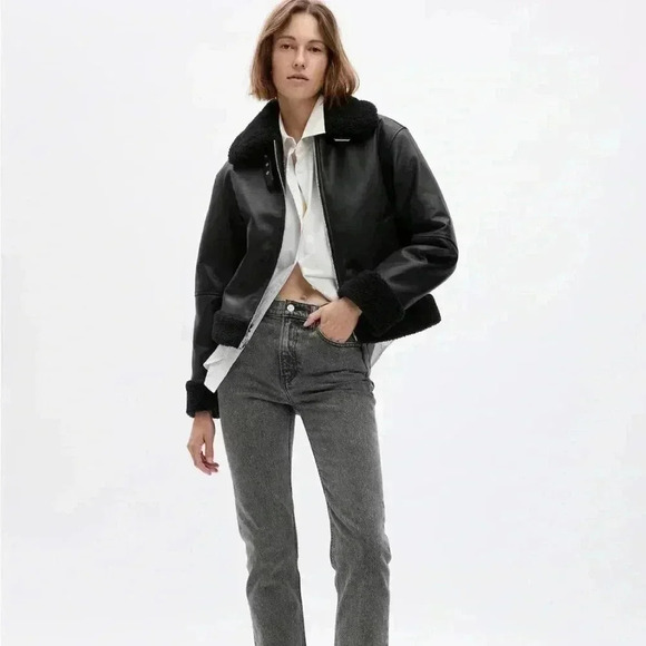 GAP Jackets & Blazers - Gap Vegan Leather Sherpa-Trim Jacket Black Xs $168